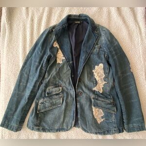 Ralph Lauren Blue Jean Jacket with Lace Details